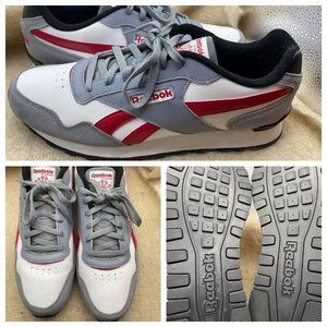 Reebok Classic Men Sneakers Shoes Leather White Gray Red Lace Up US Size 13 M